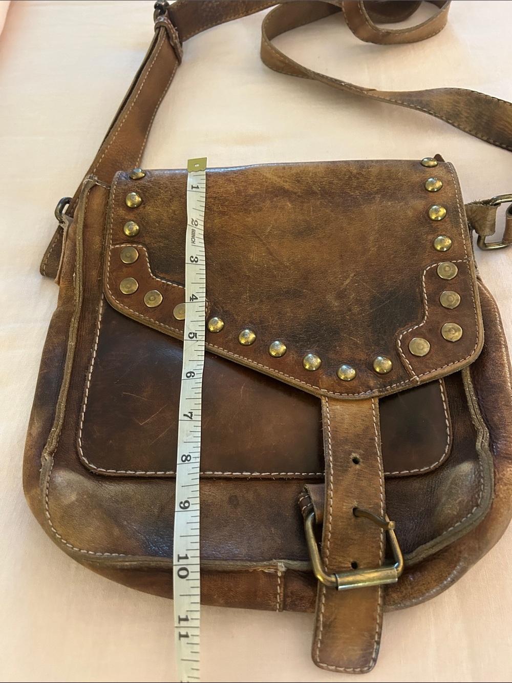 Bed Stu Brown Leather Studded Crossbody Bag - Picture 16 of 16